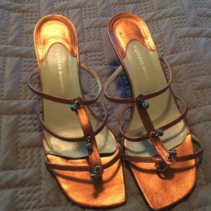 Copper strappy sandals